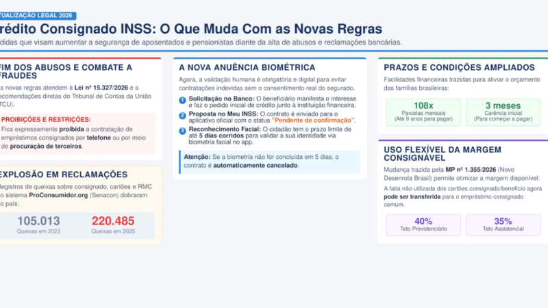 INSS MUDA REGRAS DO CONSIGNADO E PASSA A EXIGIR BIOMETRIA FACIAL PARA LIBERAR EMPRÉSTIMOS