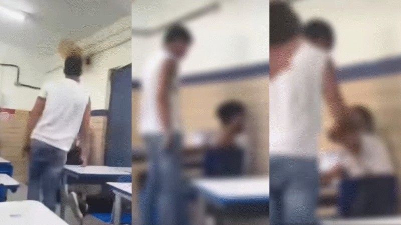 VÍDEO DE AGRESSÃO EM ESCOLA REVOLTA PERNAMBUCO: ADOLESCENTE É APREENDIDO APÓS ESPANCAR COLEGA EM SALA DE AULA