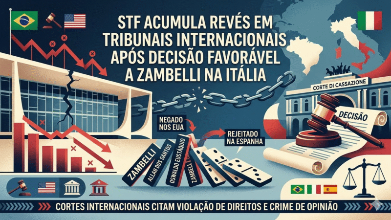 STF ACUMULA REVÉS EM TRIBUNAIS INTERNACIONAIS APÓS DECISÃO FAVORÁVEL A ZAMBELLI NA ITÁLIA