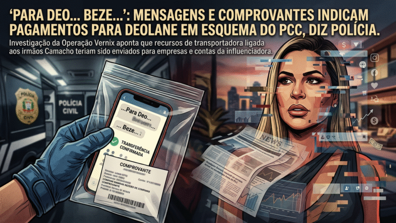 POLÍCIA APONTA MENSAGENS COM “DEO… BEZE…” E TRANSFERÊNCIAS PARA DEOLANE EM ESQUEMA DO PCC