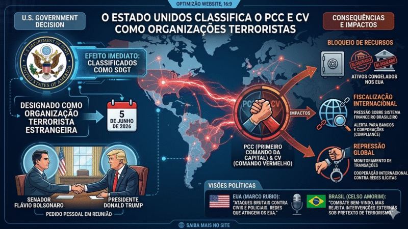 EUA declaram PCC e CV como organizações terroristas e decisão pode mudar combate ao crime no Brasil