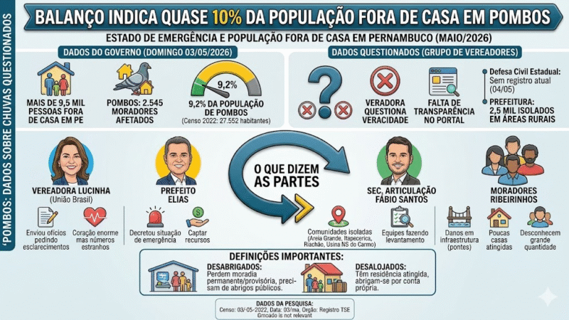 🚨 Polêmica em PE: dados indicam quase 10% da cidade fora de casa após chuva, mas números são contestados