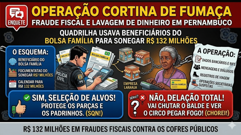 ESQUEMA DE R$ 132 MILHÕES: QUADRILHA USAVA BENEFICIÁRIOS DO BOLSA FAMÍLIA PARA LAVAR DINHEIRO EM PE