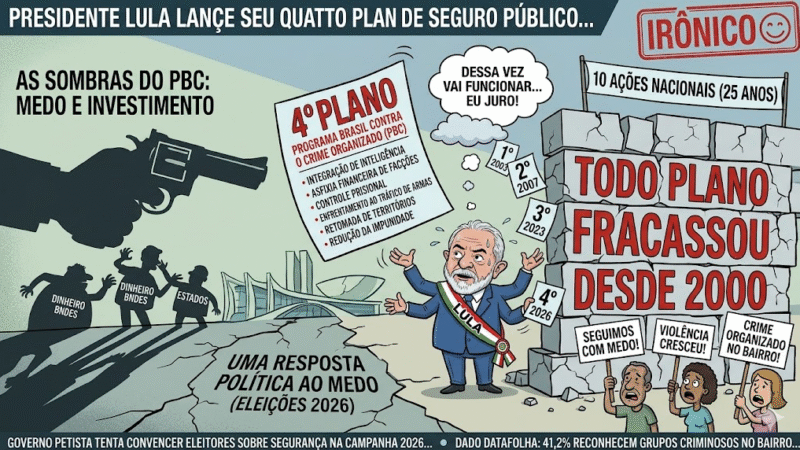 Pressionado pela crise da violência, Lula lança 4º plano nacional de segurança e tenta virar jogo para 2026
