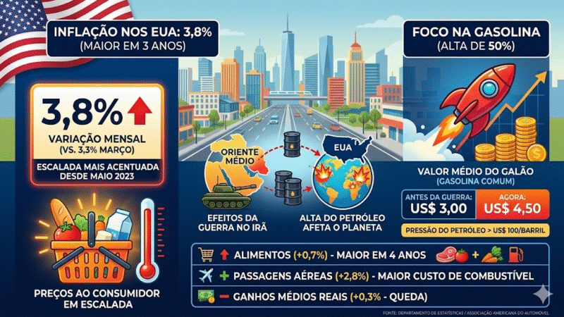 GUERRA NO IRÃ DISPARA INFLAÇÃO NOS EUA E GASOLINA SOBE 50%: AMERICANOS SENTEM PESO NO BOLSO