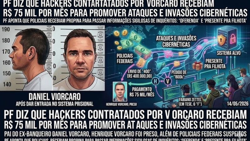 PF APONTA QUE HACKERS LIGADOS A VORCARO RECEBIAM R$ 75 MIL POR MÊS PARA ATAQUES CIBERNÉTICOS E ESPIONAGEM