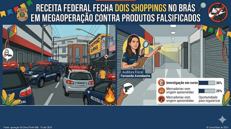 RECEITA FEDERAL FECHA DOIS SHOPPINGS NO BRÁS EM MEGAOPERAÇÃO CONTRA PRODUTOS FALSIFICADOS