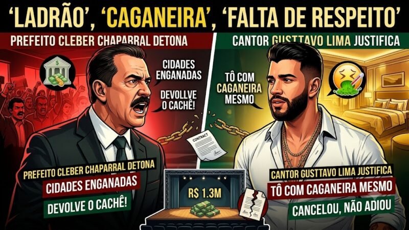 Após alegar ‘caganeira’, Gusttavo Lima cancela show e entra em rota de colisão com prefeito