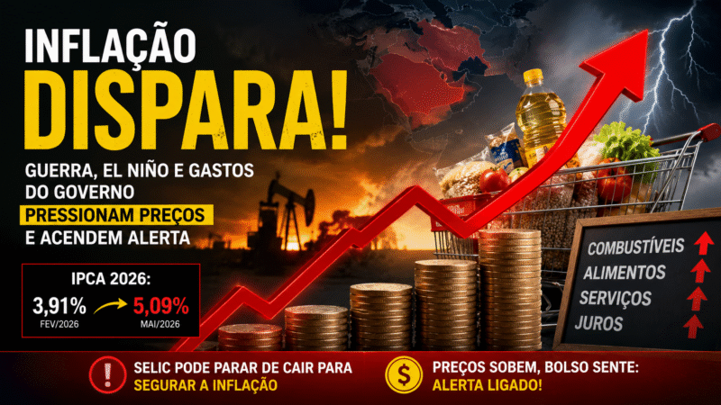 Inflação dispara e já passa de 5%: guerra, El Niño e gastos do governo pressionam preços e acendem alerta no Brasil