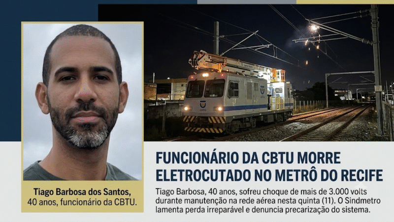 TRAGÉDIA NO METRÔ DO RECIFE: Funcionário morre eletrocutado durante manutenção da rede elétrica