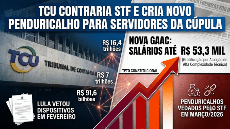 TCU CRIA NOVO PENDURICALHO E SALÁRIOS PODEM PASSAR DE R$ 53 MIL MESMO APÓS DECISÃO DO STF