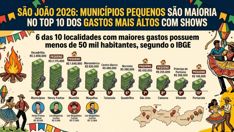 CIDADES COM MENOS DE 50 MIL HABITANTES GASTAM MILHÕES NO SÃO JOÃO E DOMINAM RANKING DOS MAIORES CACHÊS DE PERNAMBUCO