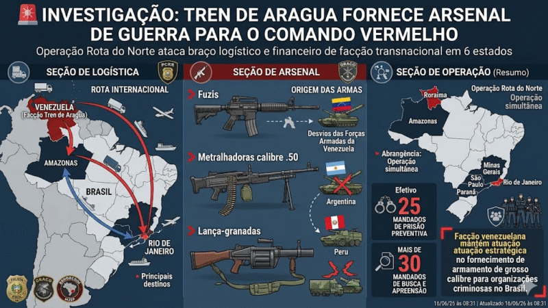 Facção venezuelana abastece Comando Vermelho com armas de guerra, aponta investigação