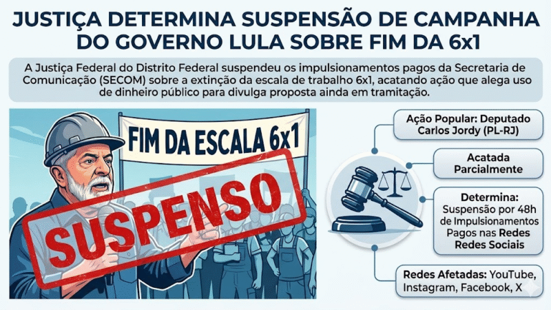 Justiça manda suspender campanha de Lula pelo fim da escala 6×1 nas redes sociais