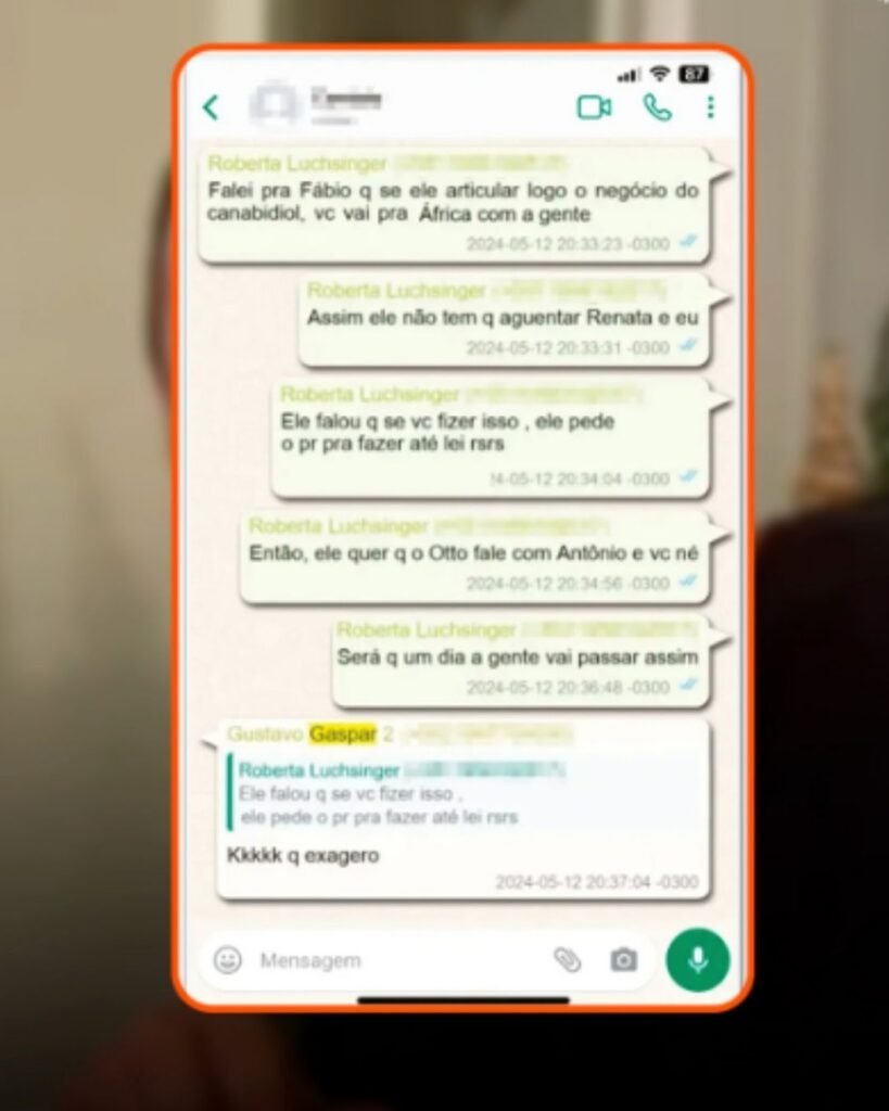 Mensagens entre Lulinha e Roberta 
