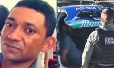 Suspeito preso e o mototaxista Paulo Marcos Brito, morto em Cabrobó — Foto: Reprodução