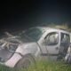 Veículo destruído após capotamento na BR-104, em Agrestina.