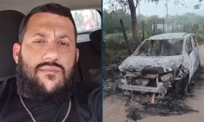 Welmiton de Arimatéia Silva e carro encontrado queimado em Caruaru
