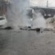 Protesto com pneus incendiados na BR-101 em Jaboatão dos Guararapes