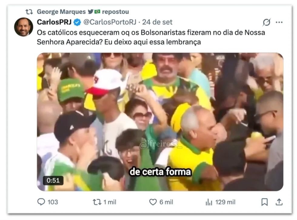Captura de publicação republicada por George Marques
