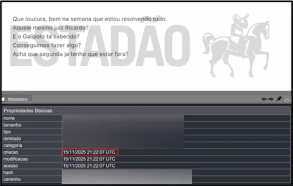 Mensagem atribuída a Vorcaro sobre deixar o país antes da prisão.