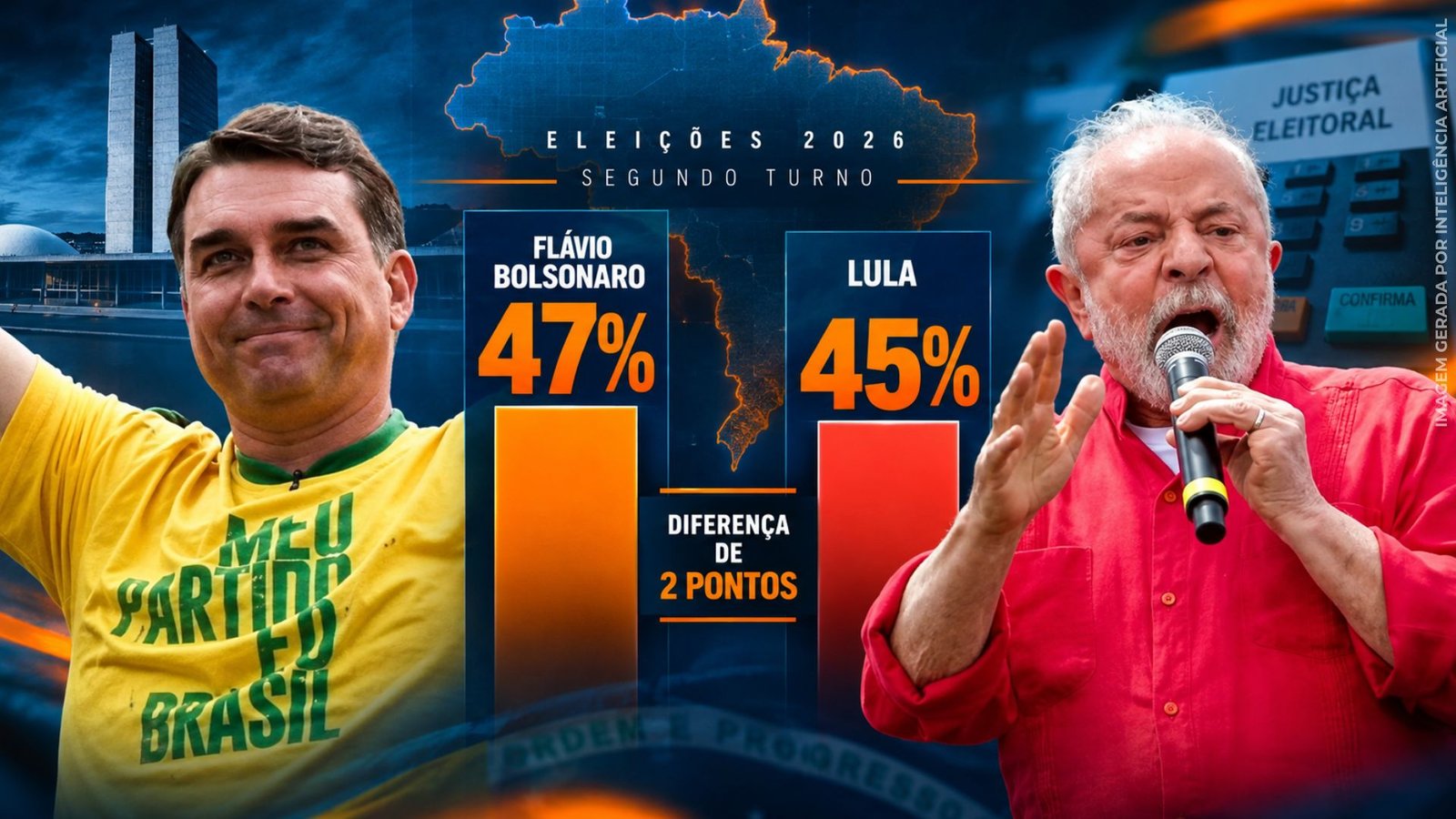 Flávio Bolsonaro 47% e Lula 45% em pesquisa de segundo turno