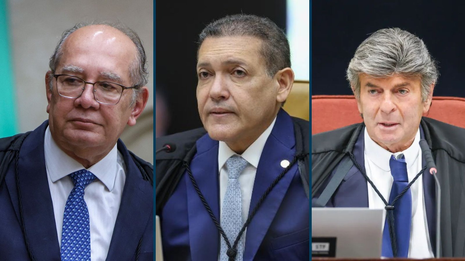 Gilmar Mendes, Kassio Nunes Marques e Luiz Fux no STF