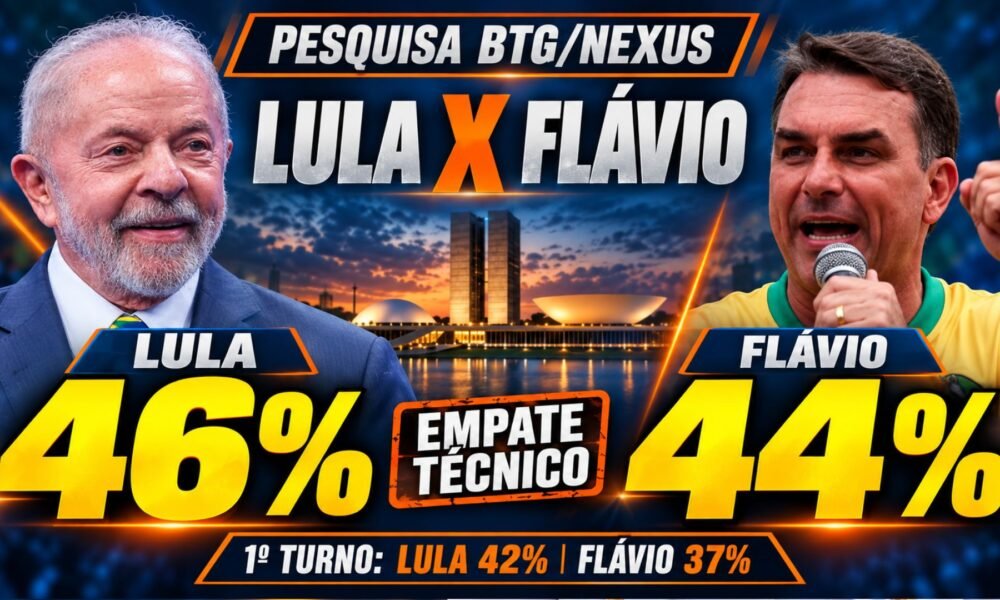 Lula e Flávio em arte da pesquisa BTG/Nexus