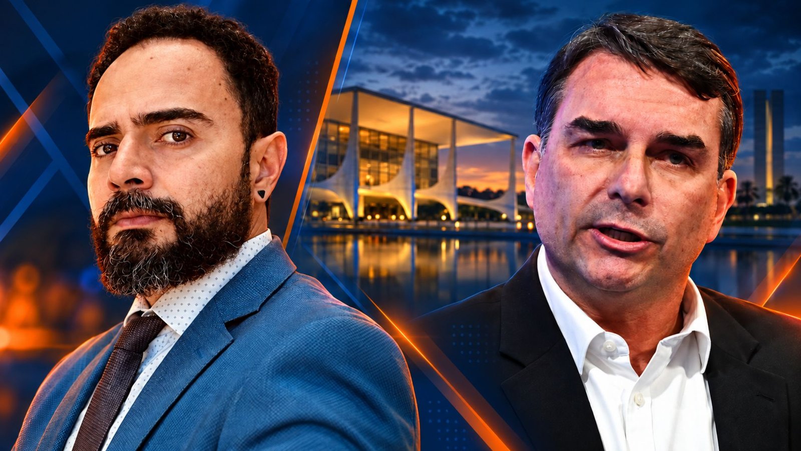 George Marques e Flávio Bolsonaro em montagem