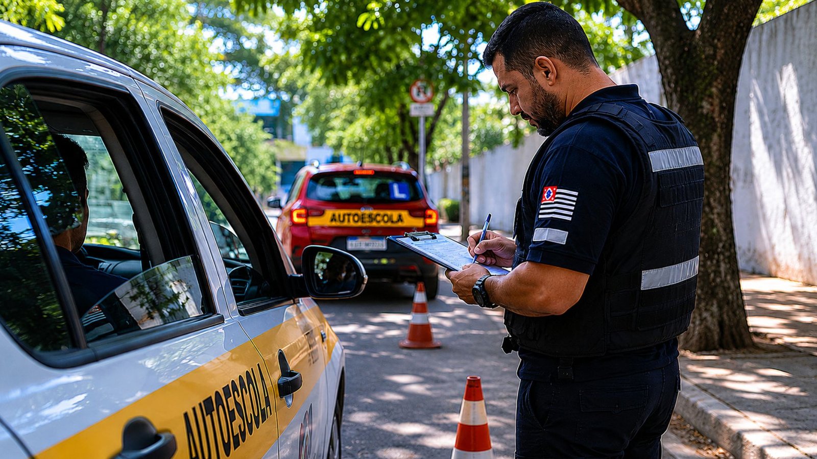 Agente acompanha exame prático de direção