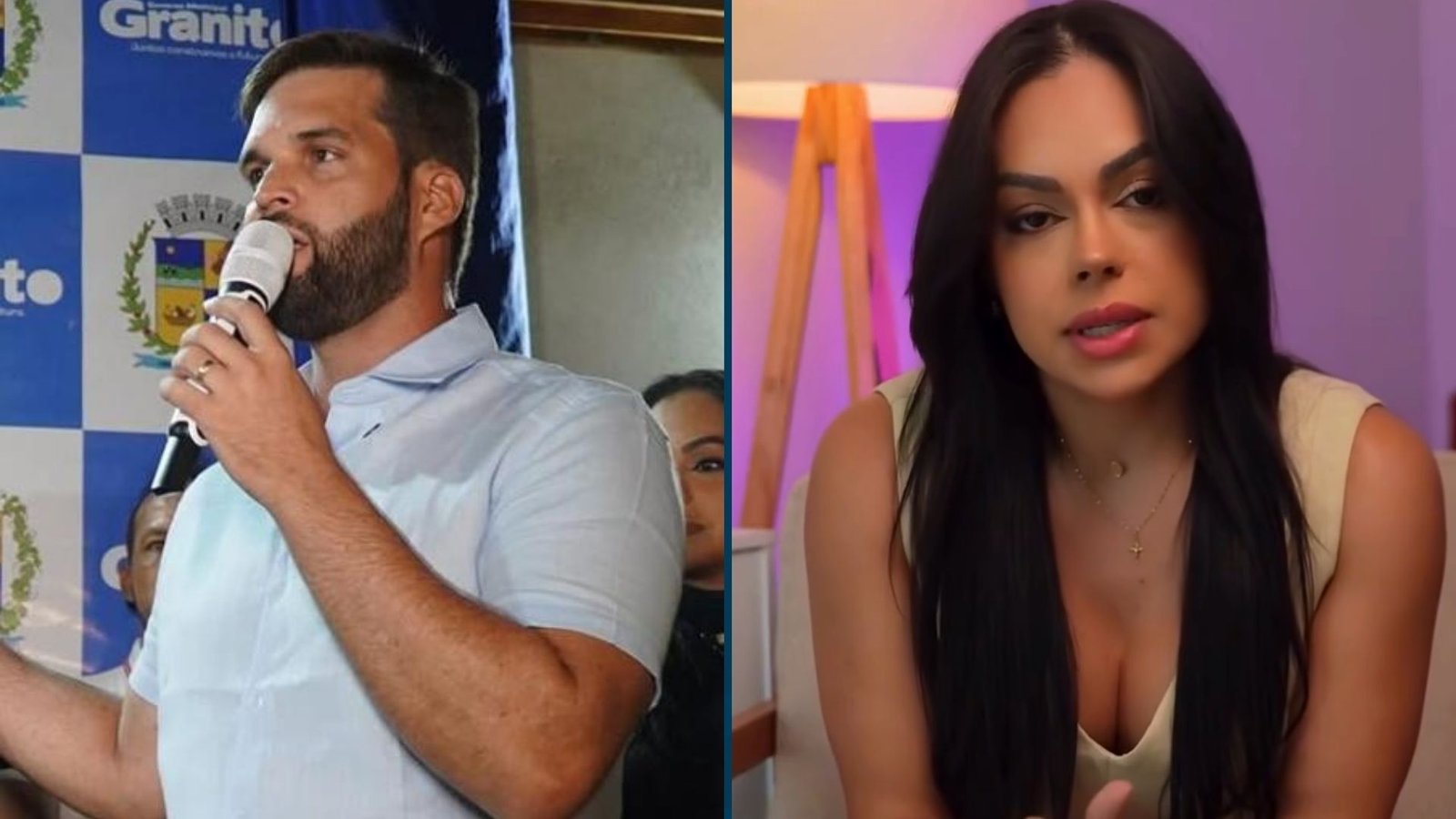George de Sidney e Raíla Miranda; ex-primeira-dama acusa o prefeito de Granito de violência doméstica.