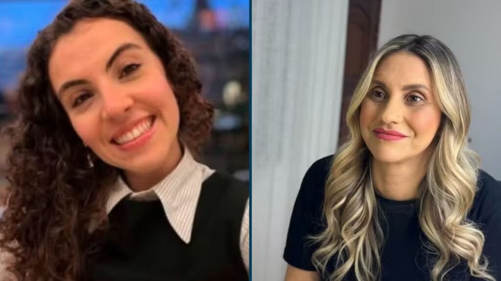 Amanda Marcondes de Oliveira à esquerda e a professora Daniele Borges de Souza Lima à direita.