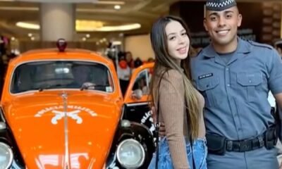 Larissa Cruz Morata com o marido policial militar