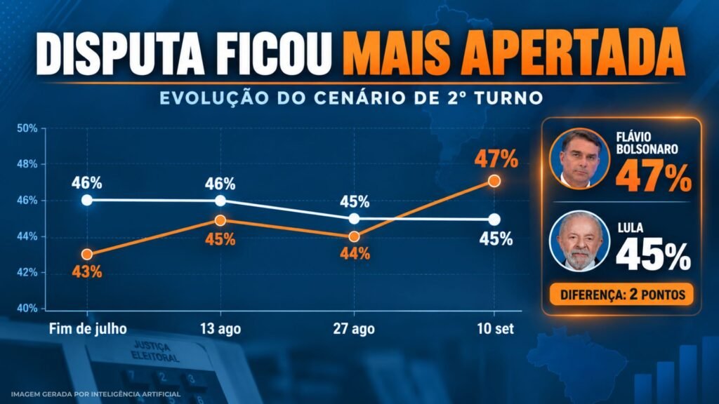 Evolução da disputa entre Flávio Bolsonaro e Lula no segundo turno