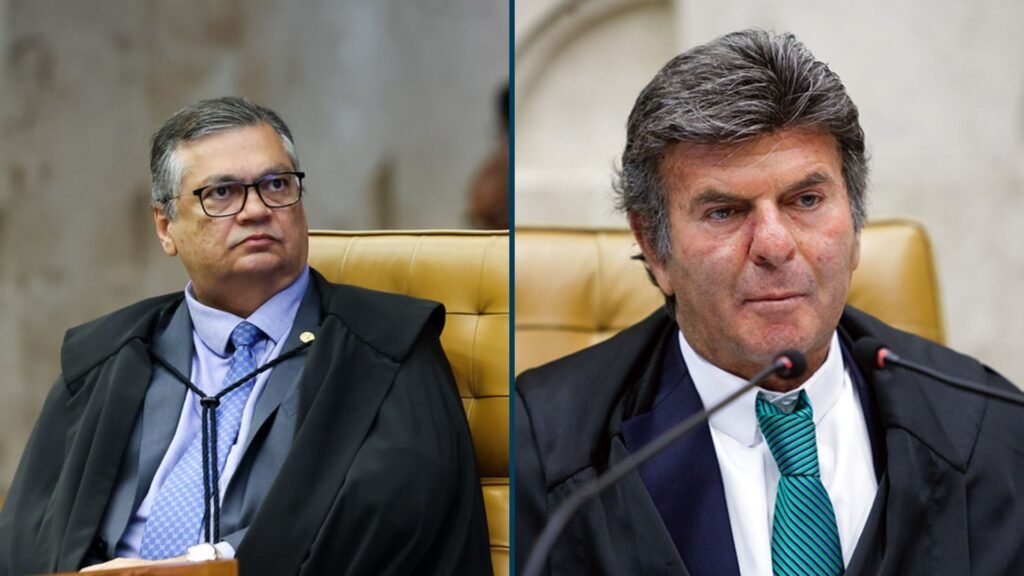 Flávio Dino à esquerda e Luiz Fux à direita em montagem.