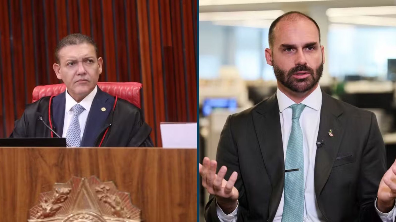Nunes Marques e Eduardo Bolsonaro em montagem sobre decisão do TSE